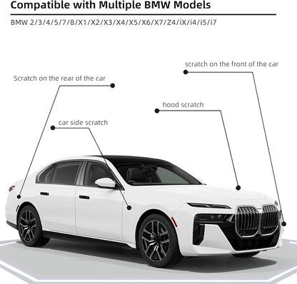 Alpine White(300) Car Paint Touch Up Pen Compatible with BMW, 2-In-1 Color Accurate Touch Up Car Scratch Repair Paint Exact Match BMW Series Premium Automotive Scratch Remover for Nicks & Chips Repair