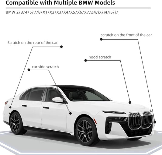 Alpine White(300) Car Paint Touch Up Pen Compatible with BMW, 2-In-1 Color Accurate Touch Up Car Scratch Repair Paint Exact Match BMW Series Premium Automotive Scratch Remover for Nicks & Chips Repair