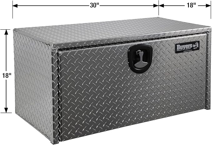 Buyers Products 1705103 Diamond Tread Aluminum Underbody Truck Tool Box, 18 x 18 x 30, Made in USA, .100 in. Thick, Corrosion-Resistant, Locking Compression Latch – Secure Storage for Work Trucks