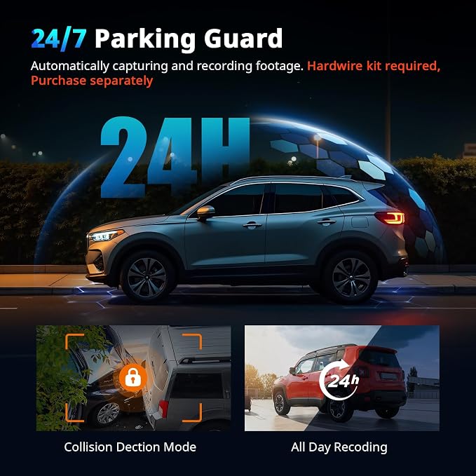 Dash Cams Front and Rear, NQJ 4K+2K Dual Dash Camera for Cars w 64GB Card, 5G Wi-Fi & App, G-Sensor, 3.2” Screen, 24H Parking Mode, 170°Wide Angle, Night Vision