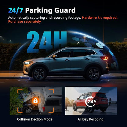 Dash Cams Front and Rear, NQJ 4K+2K Dual Dash Camera for Cars w 64GB Card, 5G Wi-Fi & App, G-Sensor, 3.2” Screen, 24H Parking Mode, 170°Wide Angle, Night Vision