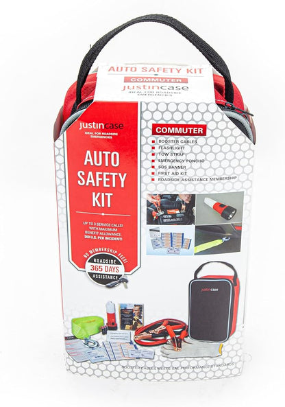 Justin Case Commuter Portable Roadside Emergency Car Kit with Heavy-Duty Jumper Cables & 365-Day Roadside Assistance