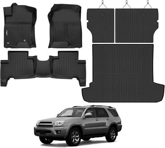 Floor Mats for 2003-2009 Toyota 4Runner, Trunk Mat and Backrest Mat All Weather TPE Protector for Toyota 4Runner Accessories