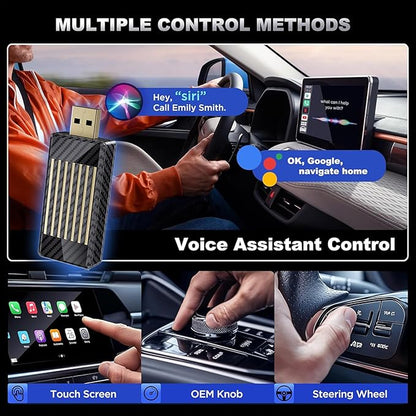 Wireless CarPlay Android Auto Adapter AI Magic Box, Built-in Play Store Netflix YouTube TikTok, HD Screen Mirroring, Plug and Play Video Adapter for OEM Factory Wired CarPlay Vehicles
