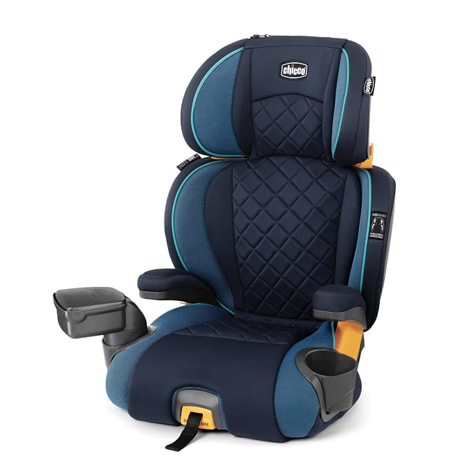 Chicco KidFit Zip Plus 2-in-1 Belt-Positioning Booster Car Seat, Backless and High Back Booster Seat, for Children Aged 4 Years and up and 40-100 lbs., Seascape/Blue