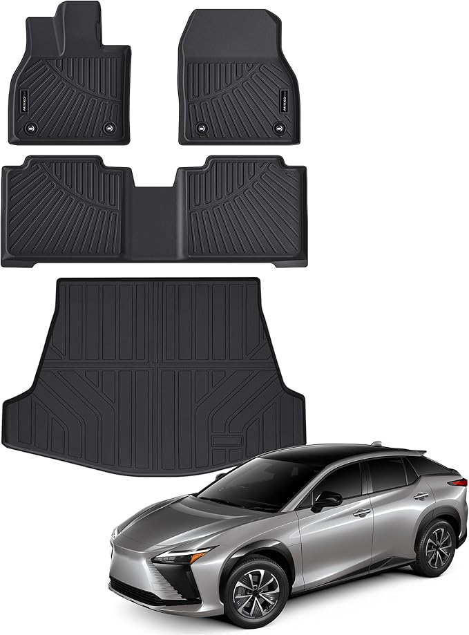 AUXKO- All Weather Floor Mat & Cargo Mat Fit for 2026-2023 Lexus RZ (Include 300e|450e|350e|450e|550e) 2023 2024 2025 TPE Rubber Liners RZ Accessories All Season Guard Odorless Anti-Slip Liner Black