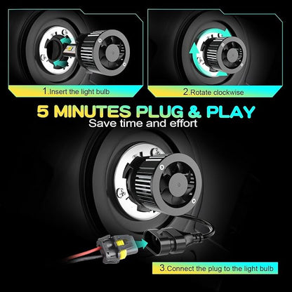 Compatible for Nissan Altima High Low Beams 2007 2008 2009 2010 2011 2012 2013 2014 2015 2016 2017 2018, White Powersports Bulbs with Cooling Fan, for Fog Lights, Plug and Play, Off-Road Use, 4 PCS