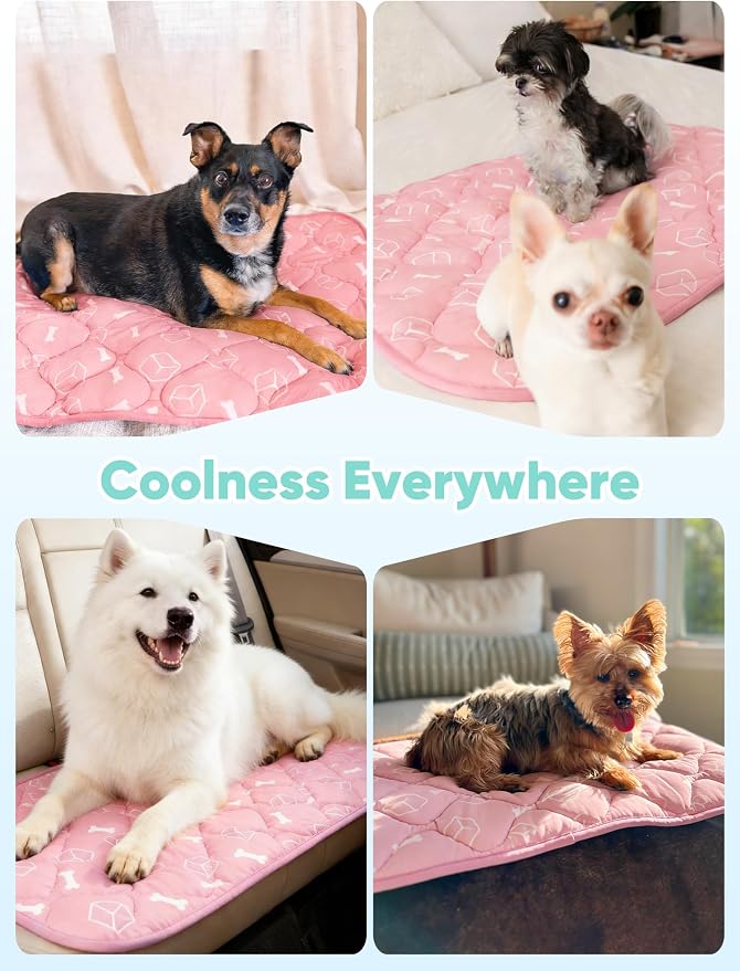 Rywell Dog Cooling Mat 2.0,Soft Blush Pink, 36" x 27" Thick & Durable Cooling Mat for Dogs, Long-Lasting Cool with Waterproof & Color-Changing Arc-Chill Tech (Q-Max>0.5) Washable,&Non-Toxic