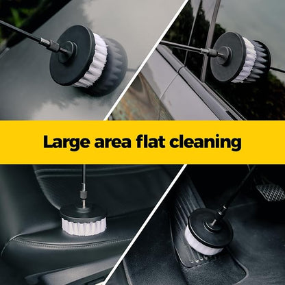 Holikme 7Pack Drill Brush Attachment Set-Car Interior Detailing Kit，Power Scrubber Brush Extended Long Attachment for Bathroom, Car，Shower，Carpet,Boat,Kitchen，Floor and Tile，White
