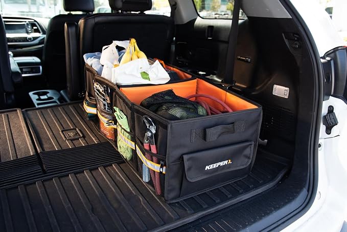 KEEPER Extra Large Trunk Organizer with Cooler, 70L, Multi-Compartment Collapsible Car Organizers and Storage, Non-Slip Bottom, Suitable for SUV, Minivan, and Cars
