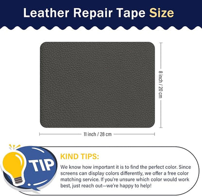 Zenyao Leather Repair Patch Tape - Self Adhesive Leather Repair Kit for Car Seat Furniture, Heavy Duty Vinyl Repair Patch for Couch Sofa, Waterproof Fix for Tears, 8x11 Inch Sheet, 2 Pieces, Dark Grey