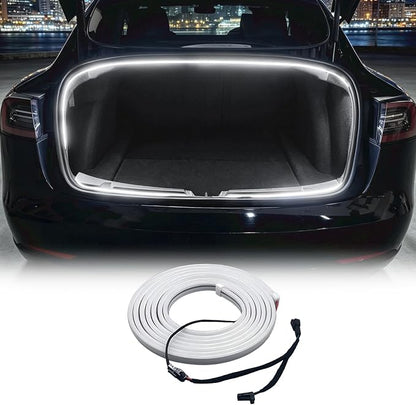 Trunk LED Light Strip for Tesla Model 3 2018-2023 - Waterproof & Easy Installation Interior Lighting Bar with Flexible Silicone, Trunk Ambient Lighting Accessories (DC 15V, Cool White)