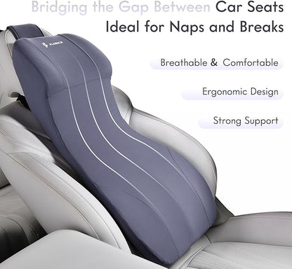 FLORICH Integrated Car Seat Lumbar Support Pillow & Car Neck Pillow Memory Foam Back Cushion for Driving Car Seat Back Support Pillow for Car Seats Driver Back Neck Sciatica Pain Relief Cushion, Blue