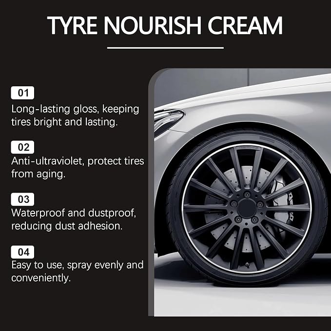 Car Tire Renewal Wax, Long-Lasting Tire Shine Polishing Paste with Sponge, UV Protection, Waterproof, Anti-Dirt, Restores Black Gloss & Prevents Fading Aging for Cars, Trucks, Motorcycles, RVs