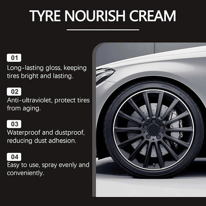 Car Tire Renewal Wax, Long-Lasting Tire Shine Polishing Paste with Sponge, UV Protection, Waterproof, Anti-Dirt, Restores Black Gloss & Prevents Fading Aging for Cars, Trucks, Motorcycles, RVs