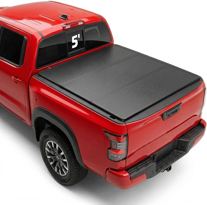 BDFHYK Tri-Fold Truck Bed Tonneau Cover for Jeep Gladiator 2020–2026 5 FT Bed Heavy-Duty Truck Bed Protection Durable Aluminum Panels Hard Folding Tonneau Cover, Waterproof for Truck Camping