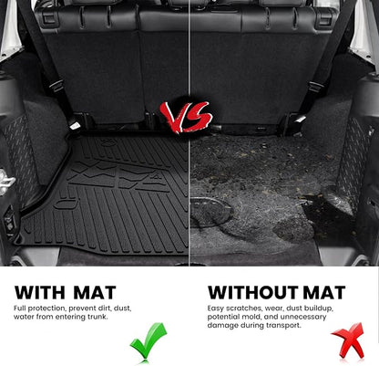 LASFIT Floor Mats & Cargo Mat for Jeep Wrangler JK 2014-2018 Unlimited 4-Door (NOT for JL or 2-Door) All Weather TPE Custom Fit Car Mats Floor Liners Cargo Liner Cargo Mat Black