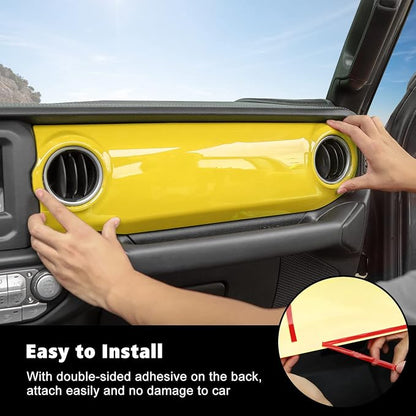 RT-TCZ Center Console Trim Cover Dashboard Control Panel Cover Decorative Interior Accessories for Jeep Wrangler JL JLU & Gladiator JT 2018-2022,Yellow