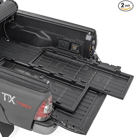 Rough Country Slide-Out Truck Bed Cargo Tray - Mid-Size Bed Organizer for 5' & Shorter Beds, Heavy-Duty Polyethylene, UV-Protected, Easy Tailgate Access