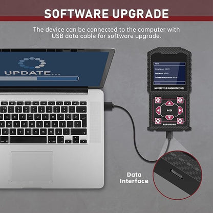 M3‑A Motorcycle Diagnostic Tool for Honda 4P, Kawasaki 4‑6P, Yamaha 2/3/4P – Read/Clear Fault Codes & Live Data, ECU/Service/Throttle Reset, ABS Bleed, OBD2 Scanner