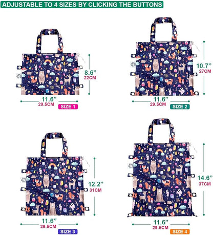 Leak-Proof Waterproof Car Trash Bag Foldable Multipurpose Trash bin Container Storage Cute Grocery Organizer Bag for Automotive Front or Back Seat in Cars SUVs and Trucks (Jungle Animals)