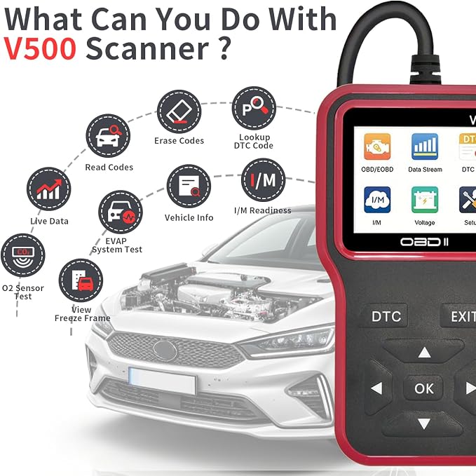 OBD2 Scanner Diagnostic Tool - Check Engine Light Code Scanner Tool with Reset, DTC, Data Stream, I/M Readiness, Car & Truck Scan Tool for All Vehicles Since 1996, escaner automotriz