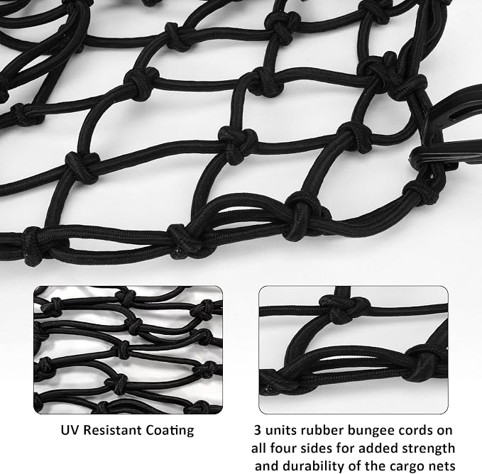 Motorcycle Cargo Net, Heavy Duty Bungee Net for Helmet, Small Elastic Mesh, Luggage Cargo Nets with Adjustable Hooks, Elastic Cargo Mesh for Motorbike, ATV
