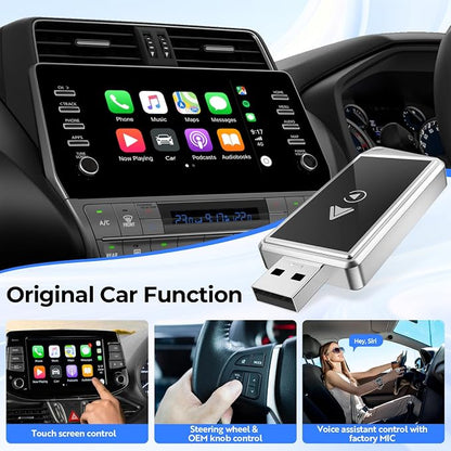 Welspo Wireless CarPlay Adapter&Android Auto Adapter, 2-in-1 CarPlay Adapter for iPhone and Android Phones, Plug&Play CarPlay Dongle Converts Wired to Wireless with Lanyard, Compatible with 2018+ Cars
