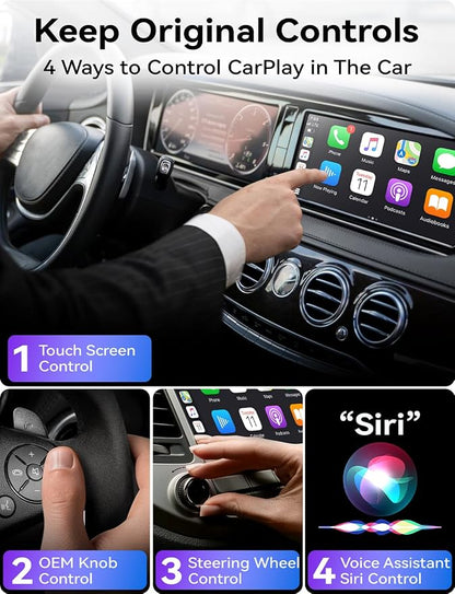 Wireless CarPlay Adapter for iPhone, Stable Fast Mini Carplay Adapter, 2026 Upgraded Wired to Wireless Carplay Dongle, Plug & Play, OTA Upgrade, for iOS 10+ & Cars with Wired CarPlay (Gray)