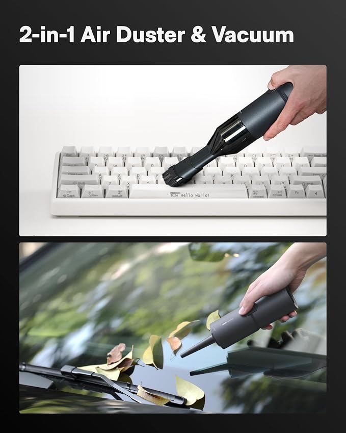 HOTO Handheld Vacuum Cleaner Cordless, Mini Vacuum Cleaner with 15000Pa Suction Power, Compressed Electric Air Duster Air Blower for Desk, PC Setup, Keyboard, Coffee Station Grounds