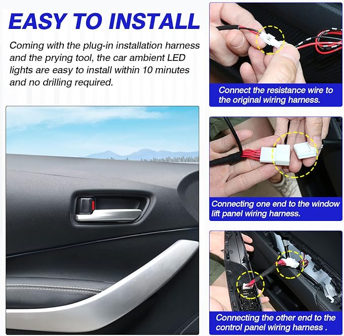 Powerty LED Light for Toyota Corolla 2020-2025 / Corolla Cross 2022-2025 Inner Door Handle Bowl Mood Lighting Decorative Interior Lamp 4PCS Blue (Not Fit 2022 Corolla XSE Apex)