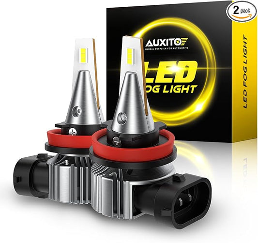 AUXITO Upgraded H11/H8/H16 LED Fog Light Bulbs with CSP LED Chips 6500K White 700% Brighter Mini Size Plug and Play for Fog Lights or Daytime Running Lights DRL, Pack of 2