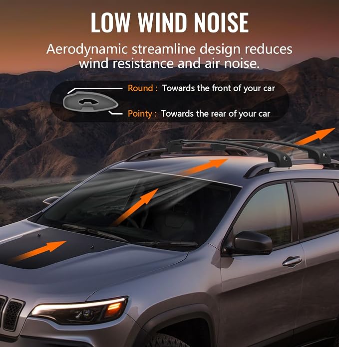 Lockable Roof Rack Cross Bars Compatible with Jeep Cherokee 2014-2023, Aluminum Car Cross Bar for Rooftop Cargo Carrier Bag Basket Luggage Kayak Canoe Bike Snowboard Skiboard (Not for JGC)
