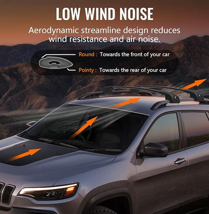 Lockable Roof Rack Cross Bars Compatible with Jeep Cherokee 2014-2023, Aluminum Car Cross Bar for Rooftop Cargo Carrier Bag Basket Luggage Kayak Canoe Bike Snowboard Skiboard (Not for JGC)