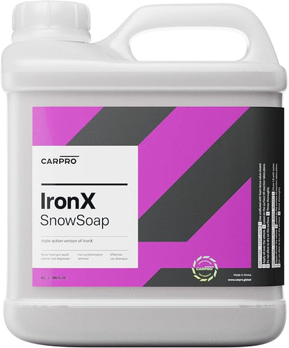 CARPRO IronX Snow Soap - Car Wash Pre-Wash Cleaner and Degreaser on Paint, Glass, Wheels, Headlights, Plastic Trim - Remove Old Wax & Brake Dust- Gallon (135oz)