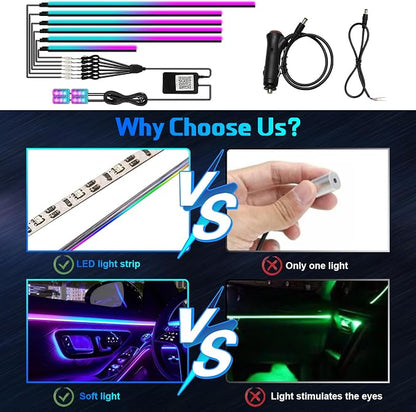 Dreamcolor Acrylic Interior Car Light 10 in 1 Automotive Ambient Light Kits with APP Control 16 Million Color 175 inches Fiber Optic Car LED Strip Light, RGB Music Sync Neon Light Kits