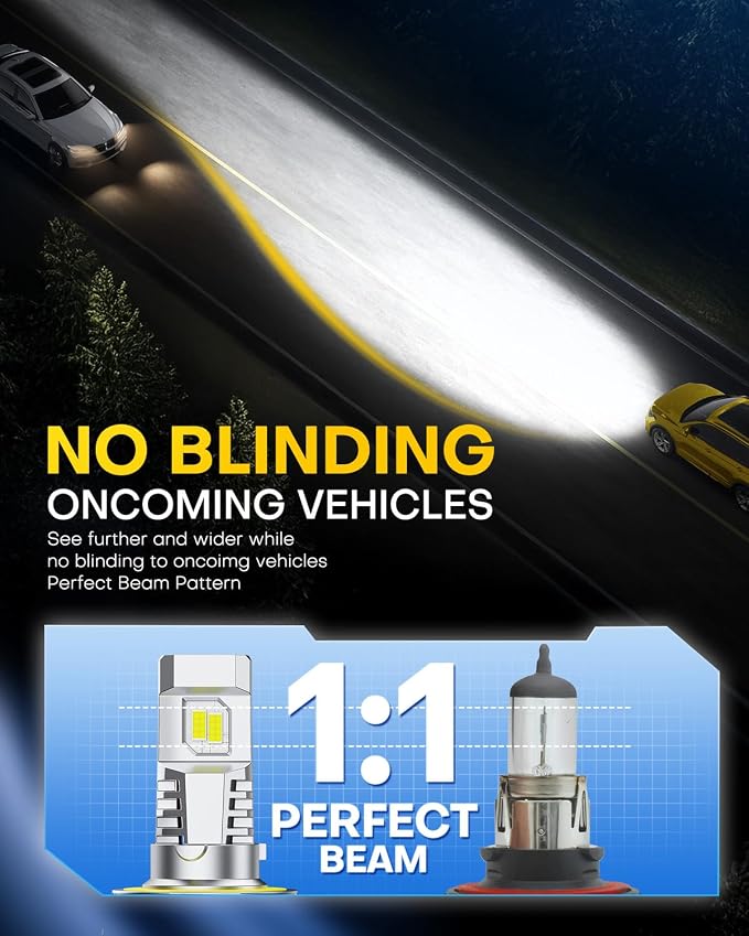 AUXITO Latest H13/9008 Bulbs, 1000% 50,000LM Brighter, 1:1 Halogen Size, 6500K Cool White, 60000Hr+ Long Lifespan, Plug and Play, No Flicker, Pack of 2