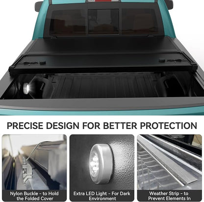 AUTOSAVER88 FRP Hard Tri-fold Truck Bed Tonneau Cover Compatible with Dodge Ram 1500 2002-2026 (Classic & New), Fit for Dodge Ram 2500 3500 2003-2026 6.4ft Bed Without Rambox