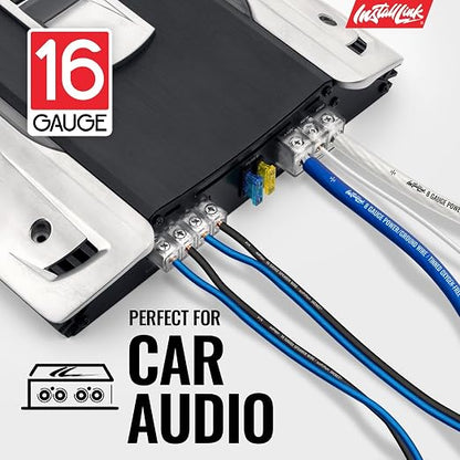 16 AWG Gauge Speaker Wire Cable Stereo, Car or Home Theater, CCA (100 Feet) by Install Link