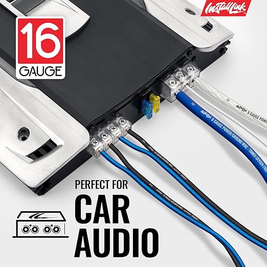 16 AWG Gauge Speaker Wire Cable Stereo, Car or Home Theater, CCA (250 Feet) by Install Link