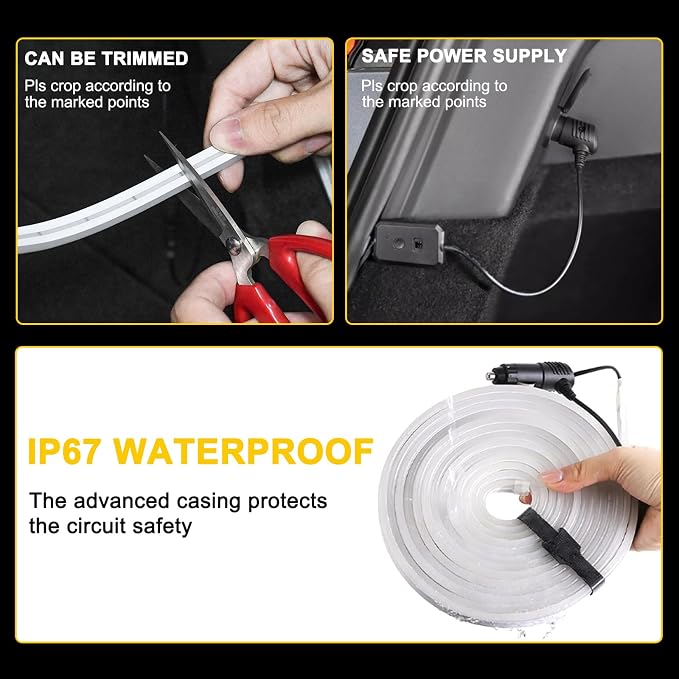 Tlyard Front Trunk LED Lights Strip for Tesla Model Y Juniper 2025 2026 Back Interior Frunk Lightning Waterproof &High Brightness Strip for Tesla Model Y Accessories