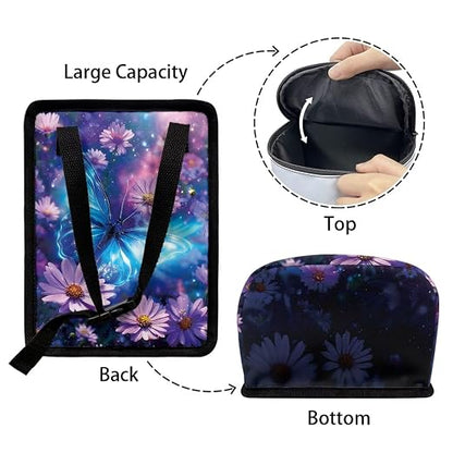 Talayituse Butterfly Daisy Floral Print Car Trash Can with Lid, Leak Proof Auto Trash Bag Hanging Vehicle Garbage Can Multipurpose Storage Container for Back Seat Road Trip