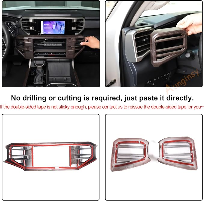 Car Center Console Air Conditioning Outlet Trim Cover Kit Compatible with Toyota Tundra/Sequoia 2022-2026, Dashboard Side A/C Vent Panel Decorative Frame Protector ABS Accessories, For 8-inch Screen