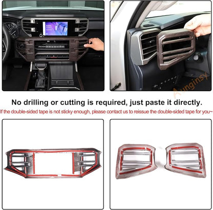 Car Center Console Air Conditioning Outlet Trim Cover Kit Compatible with Toyota Tundra/Sequoia 2022-2026, Dashboard Side A/C Vent Panel Decorative Frame Protector ABS Accessories, For 8-inch Screen