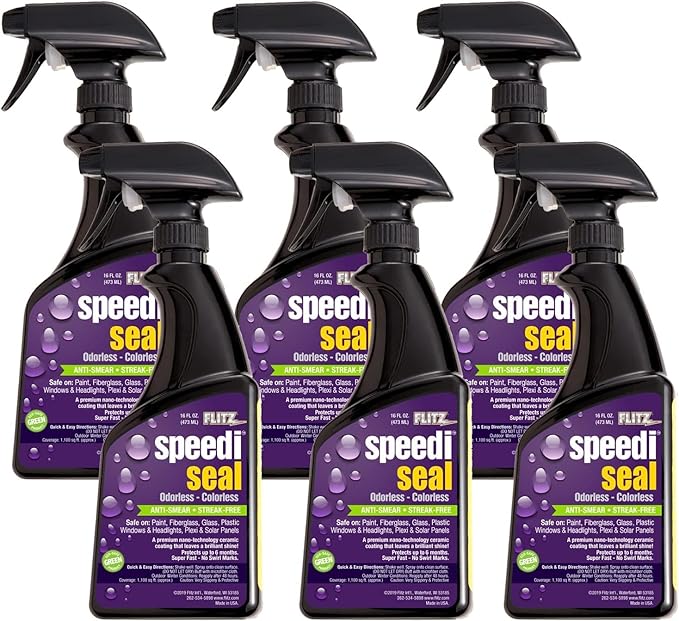 Flitz Speedi Seal - 16oz Bottle of USA-Made Ceramic Coating for Cars to Polish & Protect for Up to 6 Months - Works on Paint, Fiberglass, & More - Streak-Free Ceramic Spray Sealant (6 Pack)