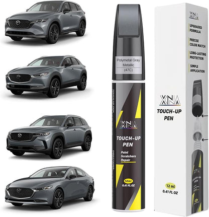 XNA Polymetal Gray Metallic(47C) for Mazda Touch Up Paint, Car Scratch Remover for Nicks and Chips Repair, 2-In-1 Quick & Easy Fix Car Scratch Repair Kit with Exact Color-Matched