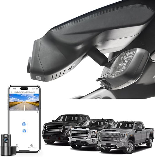 mangoal 4K Front & 2K Rear 2 Channel HDR Dash Cam, Dual STARVIS 2 IMX678 IMX675 for GMC Sierra 1500 2022-2026 2500 HD/3500 HD 2024-2026(Model C), 5GHz WiFi, GPS, 128GB Card