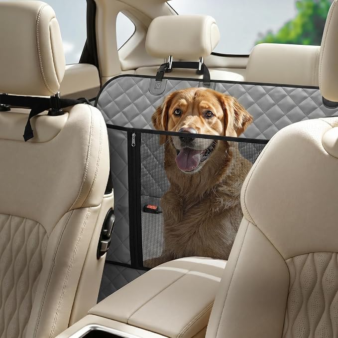 Pecute Back Seat Extender for Dogs 56.29 * 28.74 in, Car Window Fixing for Maximum Car Protection, Leather Fabric Dog Car Seat Cover for Back Seat, Waterproof, Scratch-Resistant, Support to 330 lbs
