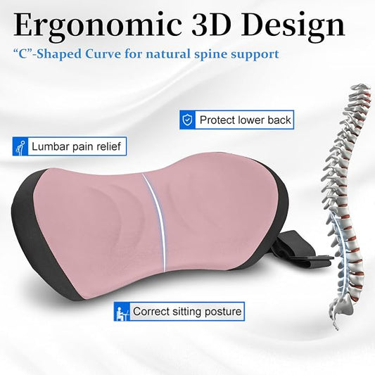 Lumbar Support Pillow for Office Chair - Lumbar Pillow for Car, Memory Foam Ergonomic Lumbar Support Pillow for Car Back Support for Office Chair Back Support Cushion