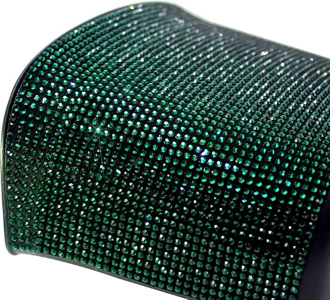 Bling Crystal Car Trash Can Auto Hanging Car Trash Can Sparkling Storage Holder Litter Container for Vehicle Office Home (Green)